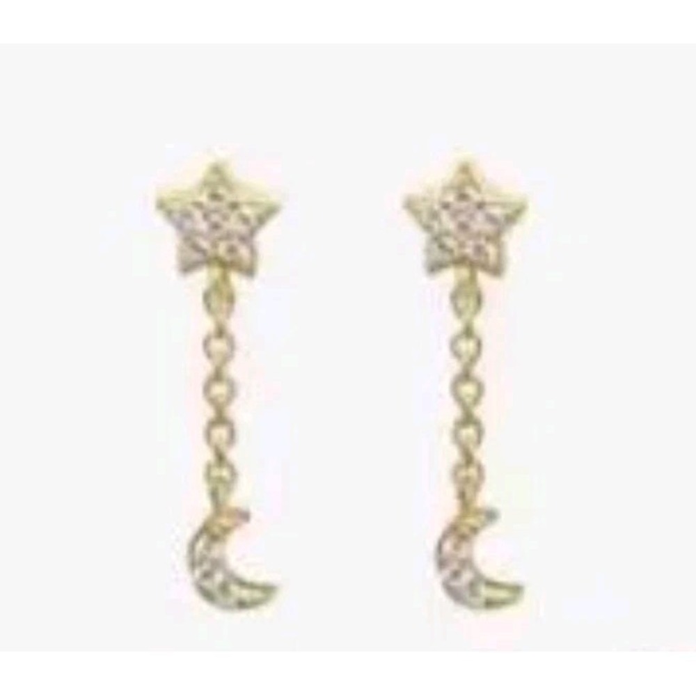 Gold over .925 SS Star & Moon Dangle Earrings.